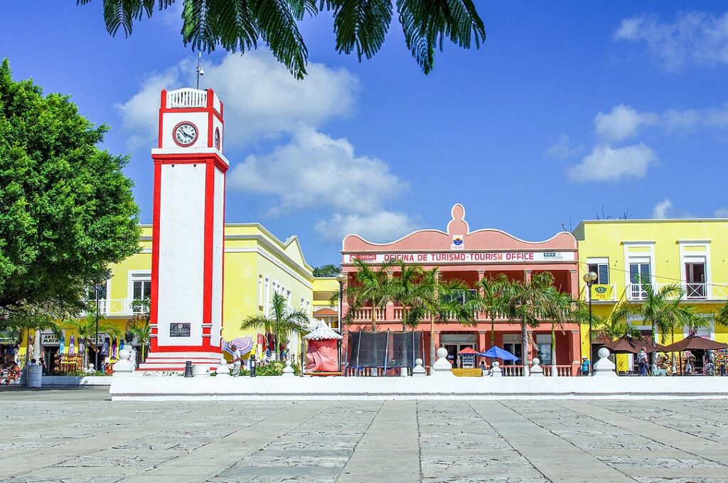 plaza in cozumel island in Mexico