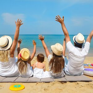 family on beach vacation