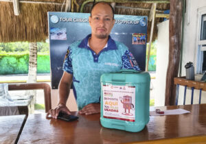 staff with battery collection box